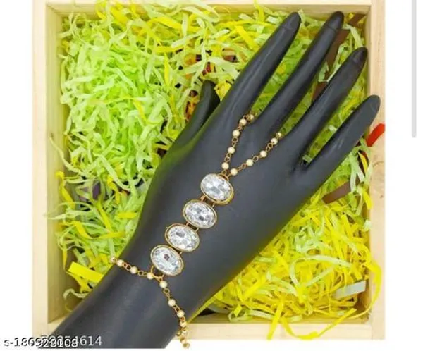 White_Alloy_&_Artificial_Stones_Fancy_Design_Bracelet_For_Women