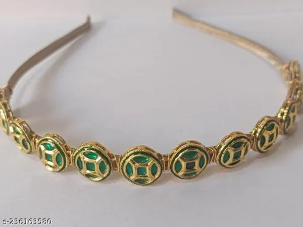 Green_Alloy_&_Kundan_Fancy_Design_Kundan_Hairband_For_Women