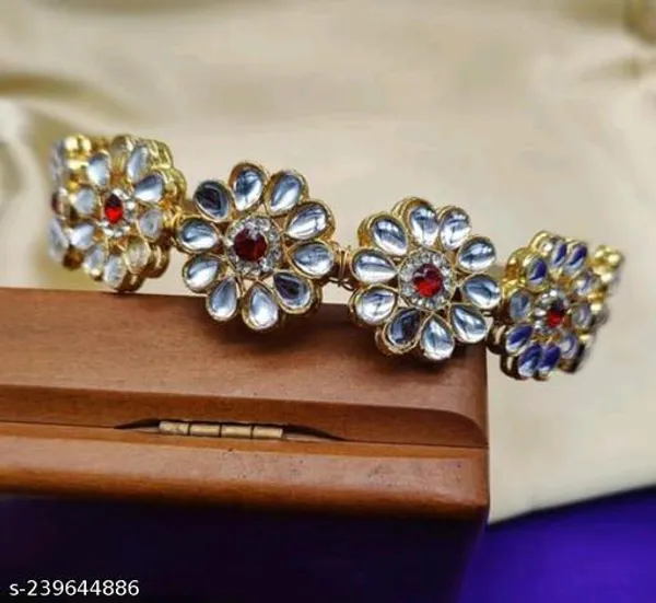 White_Alloy_&_Artificial_Stones_Fancy_Design_Hair_Band_For_Women