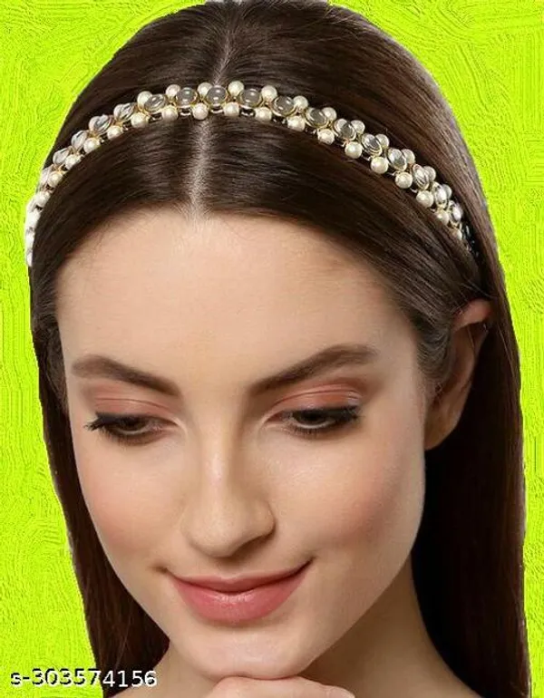Red_And_White_Alloy_&_Kundan_Fancy_Design_Hair_Accessory_For_Women