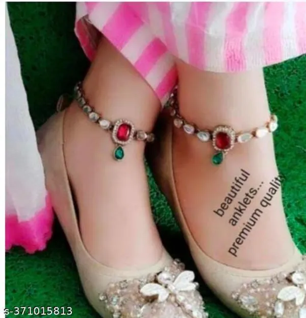 Blue_And_Green_German_Silver_Fancy_Design_Anklet_For_Women