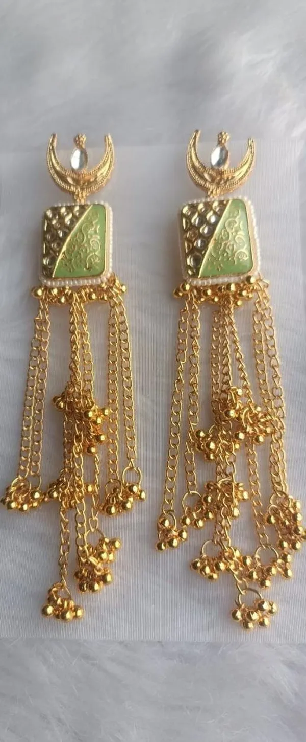 Gold_&_Sea_Green_Brass_Fancy_Design_Earrings_For_Women_&_Girls