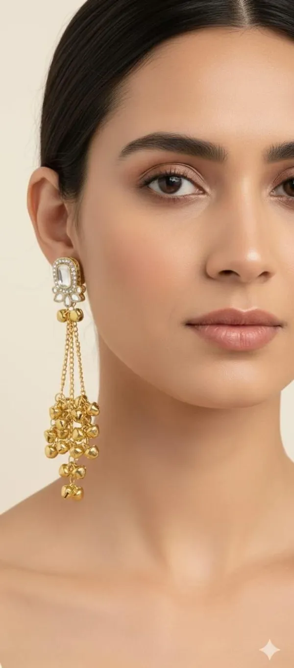 Gold_&_White_Brass_Fancy_Design_Earrings_For_Women_&_Girls