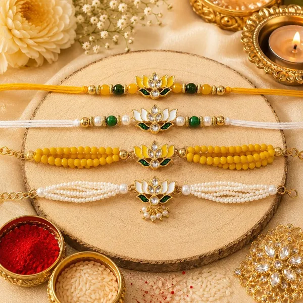 Madi_Bhaiya_Bhabhi_Gdst456_Assorted_Chawal_Roli_Pack__Set_(1_Roli_chawal,_4_Rakhi)