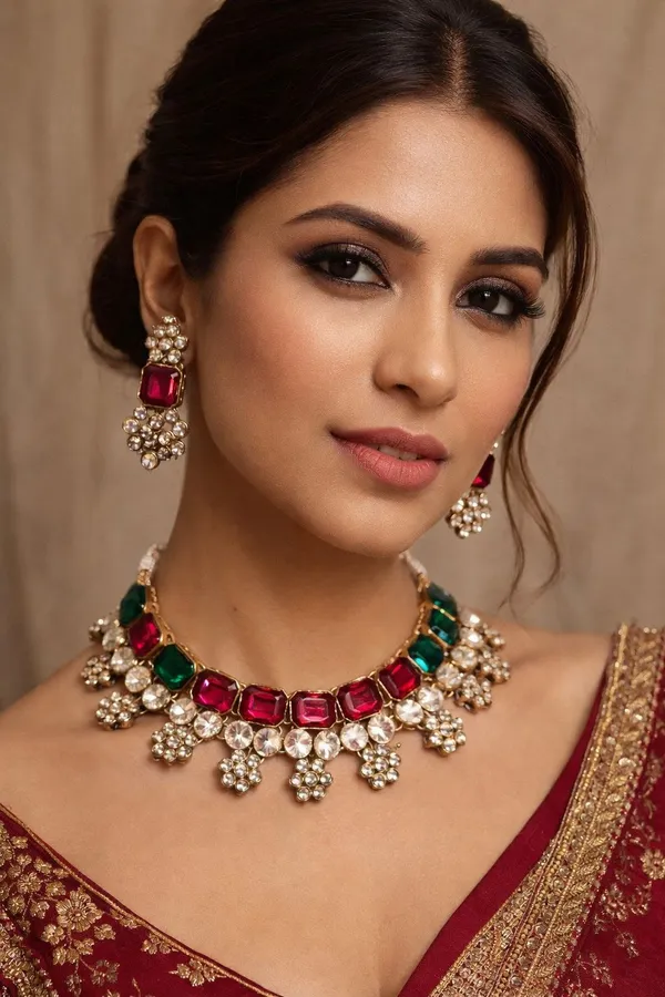 Multicolor_Alloy_&_Artificial_Stones_Fancy_Design_Necklace_Set_For_Women