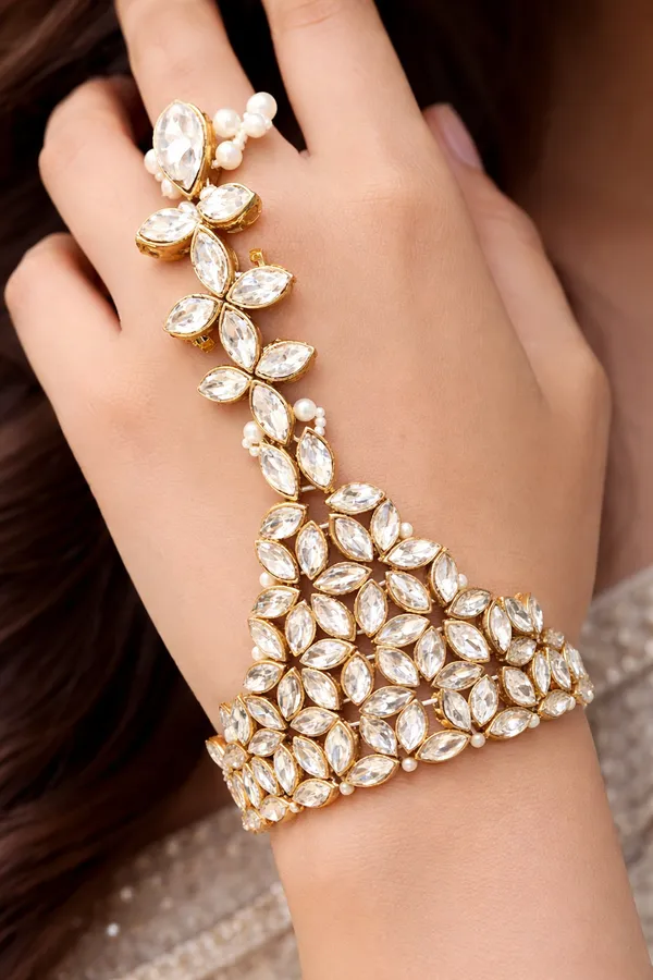 White_Alloy_&_Artificial_Stones_Fancy_Design_Bracelet_For_Women