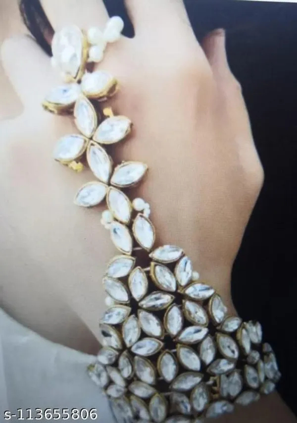 White_Alloy_&_Artificial_Stones_Fancy_Design_Bracelet_For_Women