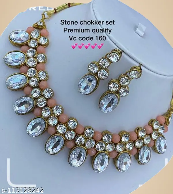 White_And_Orange_Alloy_&_Artificial_Stones_Fancy_Design_Necklace_Set_For_Women