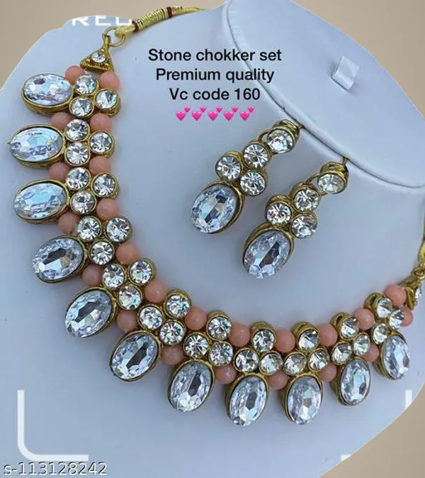 White_And_Orange_Alloy_&_Artificial_Stones_Fancy_Design_Necklace_Set_For_Women