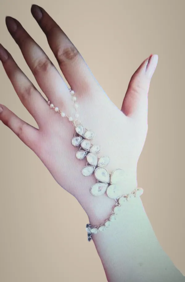White_And_Gold_Alloy_&_Artificial_Stones_Fancy_Design_Bracelet_For_Women