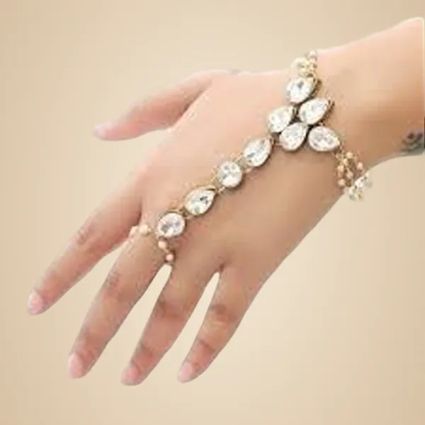 White_Alloy_&_Artificial_Stones_Fancy_Design_Bracelet_For_Women