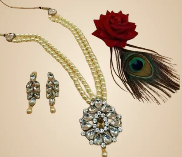 White_And_Gold_Alloy_&_Kundan_Fancy_Design_Necklace_Set_For_Women
