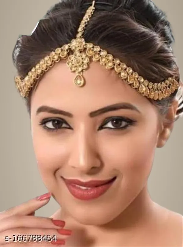 Gold_Alloy_&_Artificial_Stones_Fancy_Design_Mangtika_For_Women