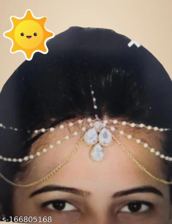 White_Alloy_&_Kundan_Fancy_Design_Maang_Tikka_For_Women