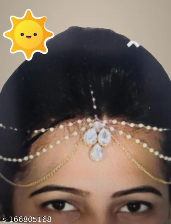 White_Alloy_&_Kundan_Fancy_Design_Maang_Tikka_For_Women