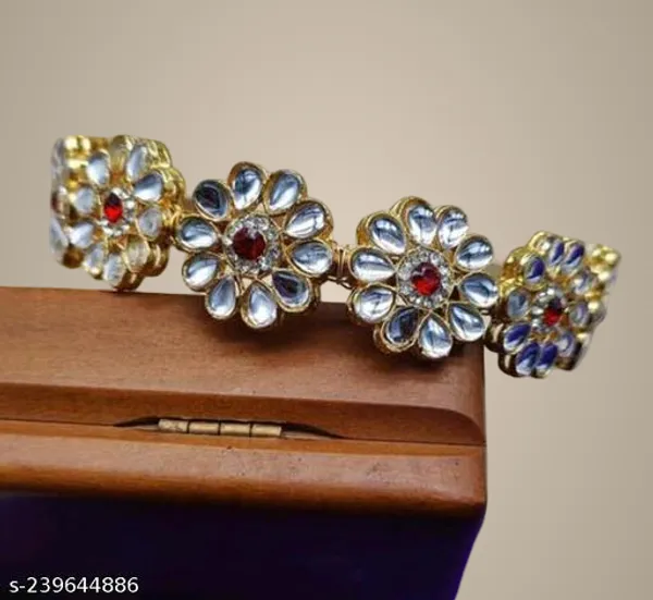 White_Alloy_&_Artificial_Stones_Fancy_Design_Hair_Band_For_Women