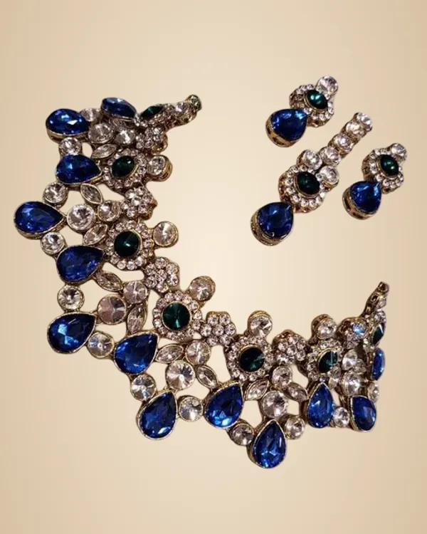 Bottle_Green_And_Wine_Alloy_&_Kundan_Fancy_Design_Chokar_Set_For_Women