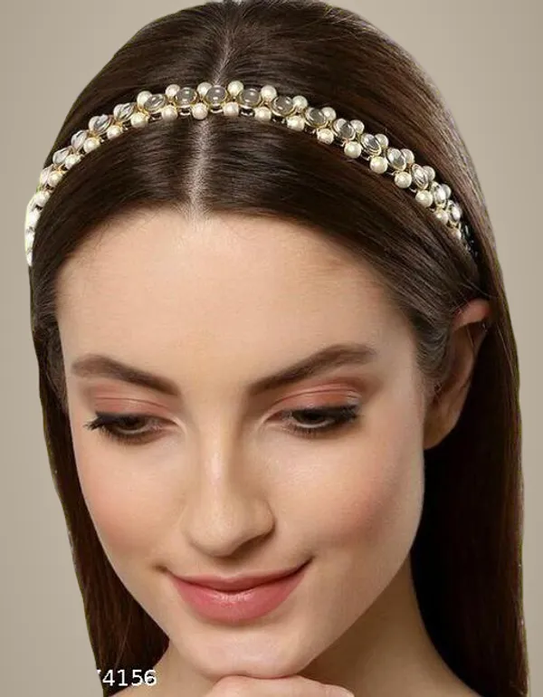 Red_And_White_Alloy_&_Kundan_Fancy_Design_Hair_Accessory_For_Women