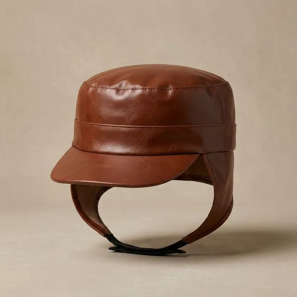 Maroon_Leather_Waterproof_And_Water_Resistance_Rain_Cap_For_Unisex