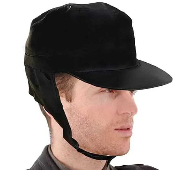 Black_Faux_Leather_Waterproof_And_Water_Resistance_Rain_Cap_For_Unisex