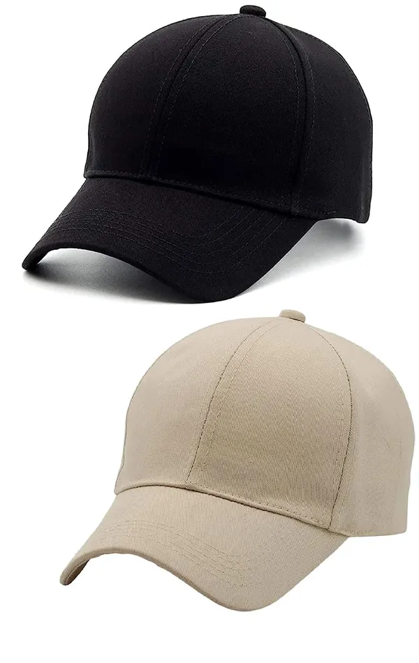 Black_And_Khaki_Cotton_Baseball_Cap_For_Unisex_(Pack_Of_2)