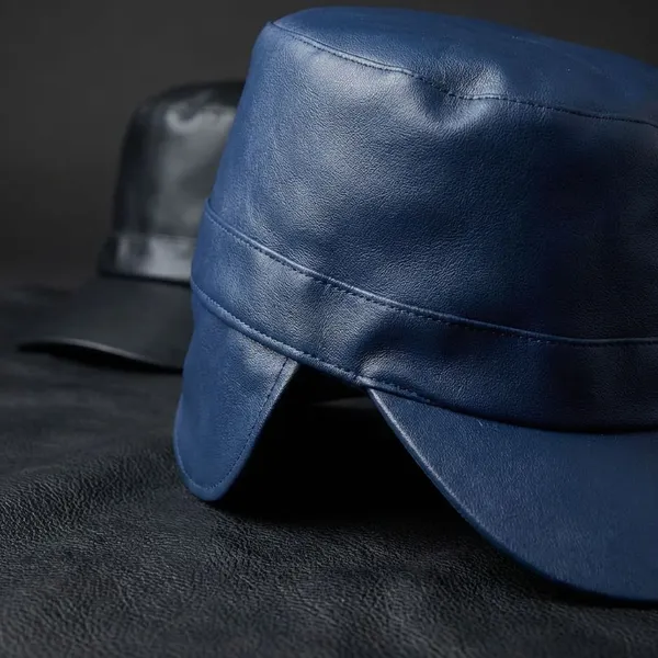 Black_And_Blue_Faux_Leather_Waterproof_And_Water_Resistance_Rain_Cap_For_Unisex_(Pack_Of_2)