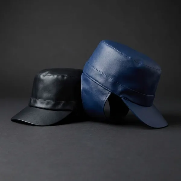 Black_And_Blue_Faux_Leather_Waterproof_And_Water_Resistance_Rain_Cap_For_Unisex_(Pack_Of_2)