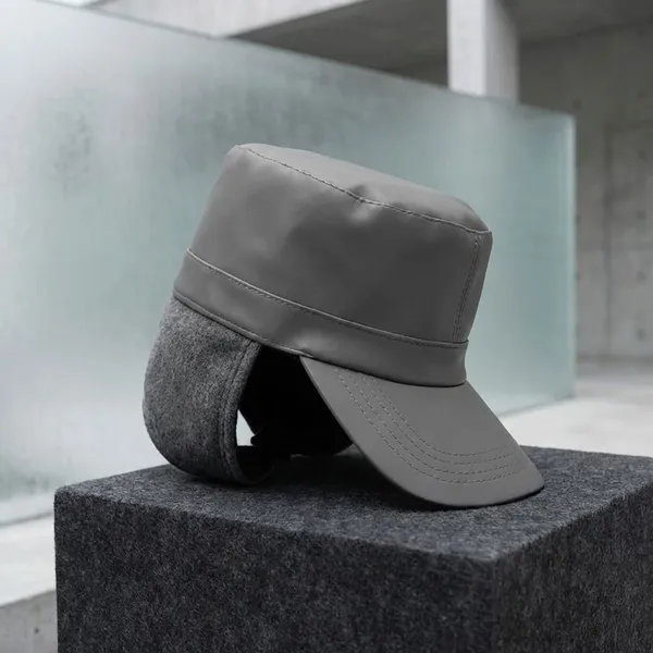 Black_And_Grey_Faux_Leather_Waterproof_And_Water_Resistance_Rain_Cap_For_Unisex_(Pack_Of_2)