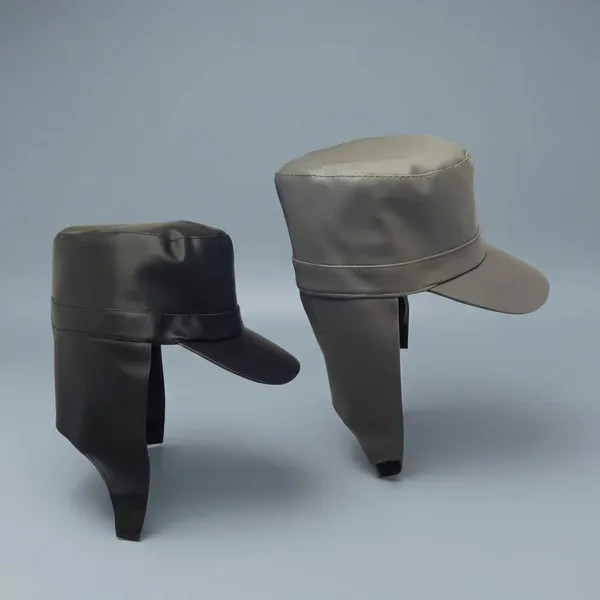 Black_And_Grey_Faux_Leather_Waterproof_And_Water_Resistance_Rain_Cap_For_Unisex_(Pack_Of_2)