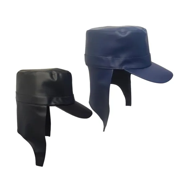 Black_And_Blue_Faux_Leather_Waterproof_And_Water_Resistance_Rain_Cap_For_Unisex_(Pack_Of_2)