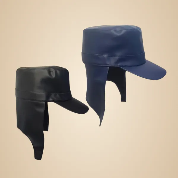 Black_And_Blue_Faux_Leather_Waterproof_And_Water_Resistance_Rain_Cap_For_Unisex_(Pack_Of_2)