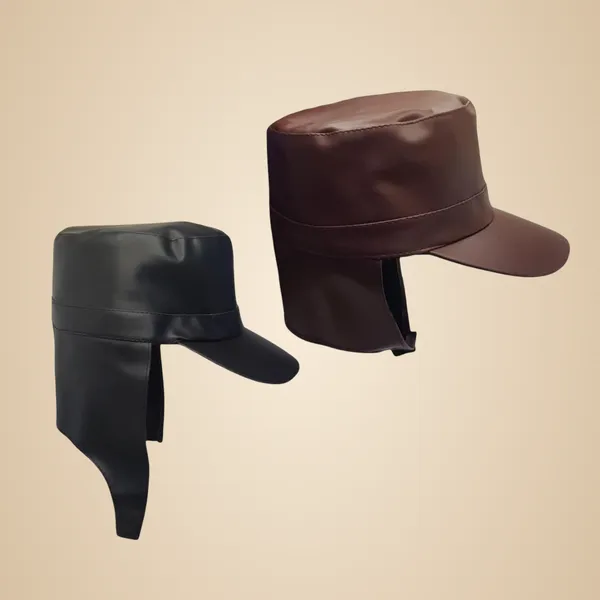 Black_And_Brown_Faux_Leather_Waterproof_And_Water_Resistance_Rain_Cap_For_Unisex_(Pack_Of_2)
