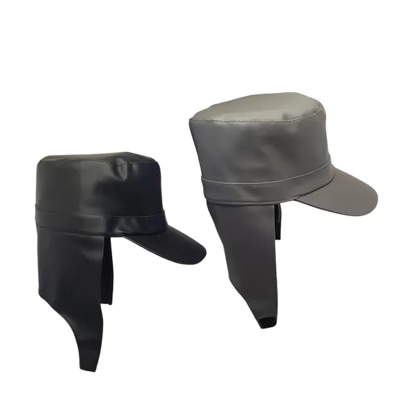 Black_And_Grey_Faux_Leather_Waterproof_And_Water_Resistance_Rain_Cap_For_Unisex_(Pack_Of_2)