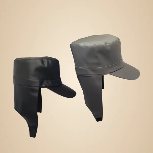 Black_And_Grey_Faux_Leather_Waterproof_And_Water_Resistance_Rain_Cap_For_Unisex_(Pack_Of_2)