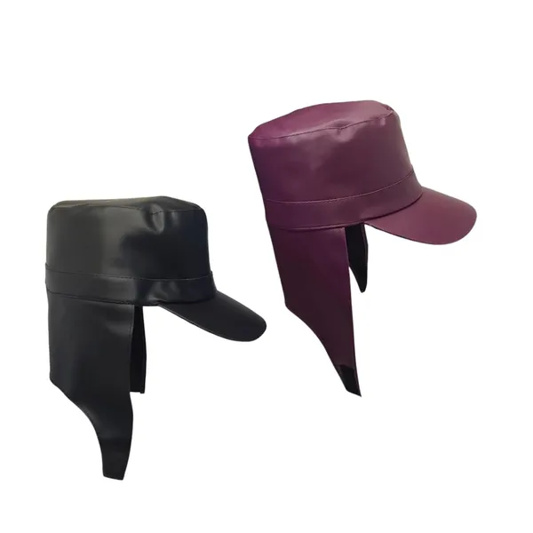 Black_And_Wine_Faux_Leather_Waterproof_And_Water_Resistance_Rain_Cap_For_Unisex_(Pack_Of_2)