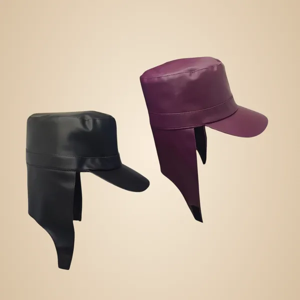 Black_And_Wine_Faux_Leather_Waterproof_And_Water_Resistance_Rain_Cap_For_Unisex_(Pack_Of_2)