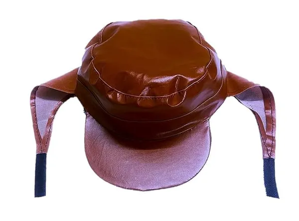 Maroon_Leather_Waterproof_And_Water_Resistance_Rain_Cap_For_Unisex