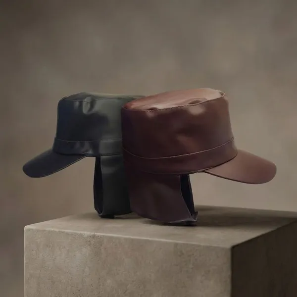 Black_And_Brown_Faux_Leather_Waterproof_And_Water_Resistance_Rain_Cap_For_Unisex_(Pack_Of_2)