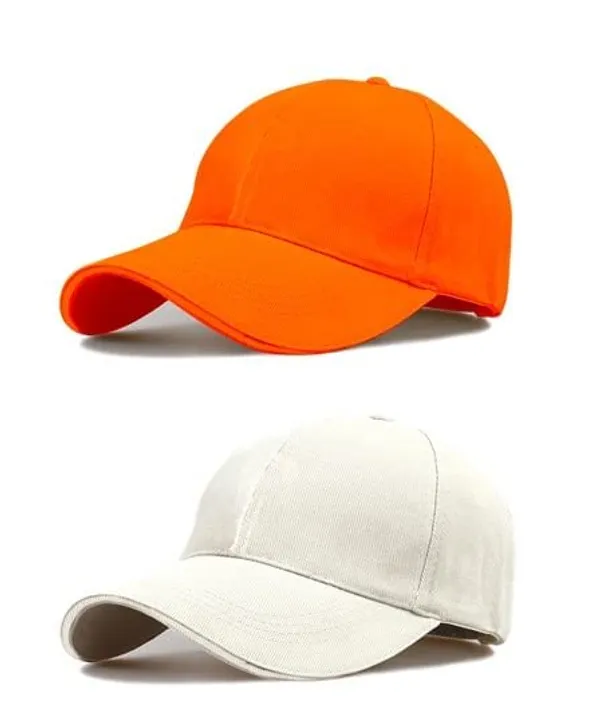 Orange_And_White_Cotton_Baseball_Cap_For_Unisex_(Pack_Of_2)