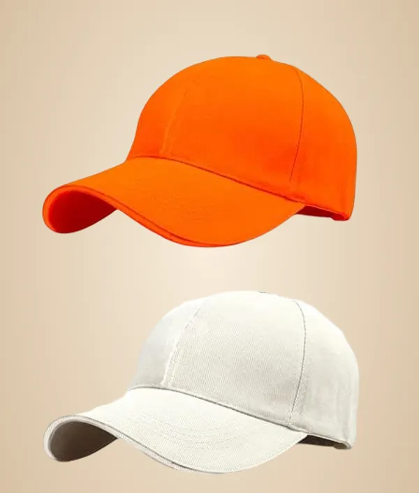 Orange_And_White_Cotton_Baseball_Cap_For_Unisex_(Pack_Of_2)