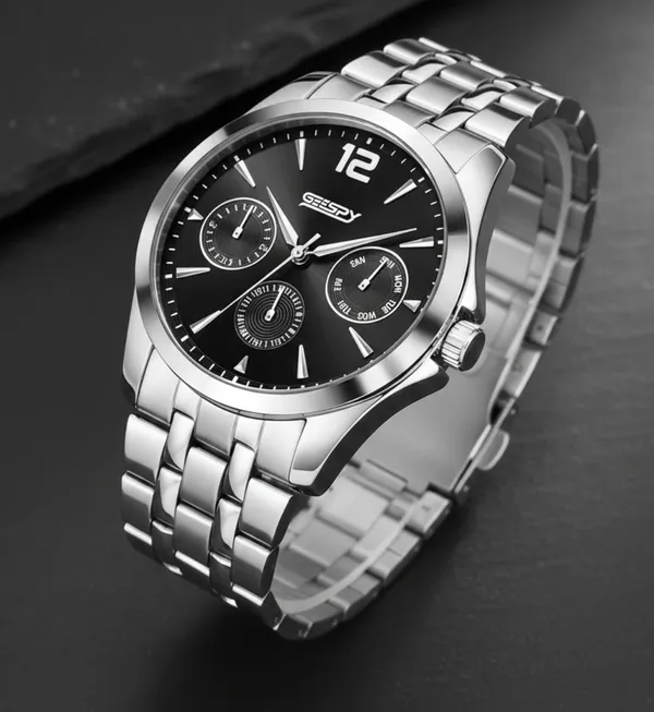 Silver_And_Black_Ctz_Collection_Stainless_Steel_Watch_For_Men