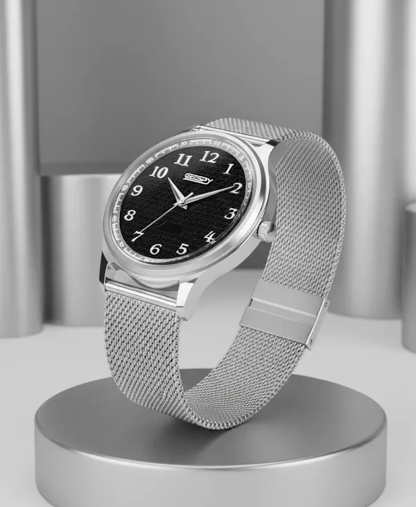 Silver_And_Black_Smoked_Collection_Stainless_Steel_Watch_For_Men