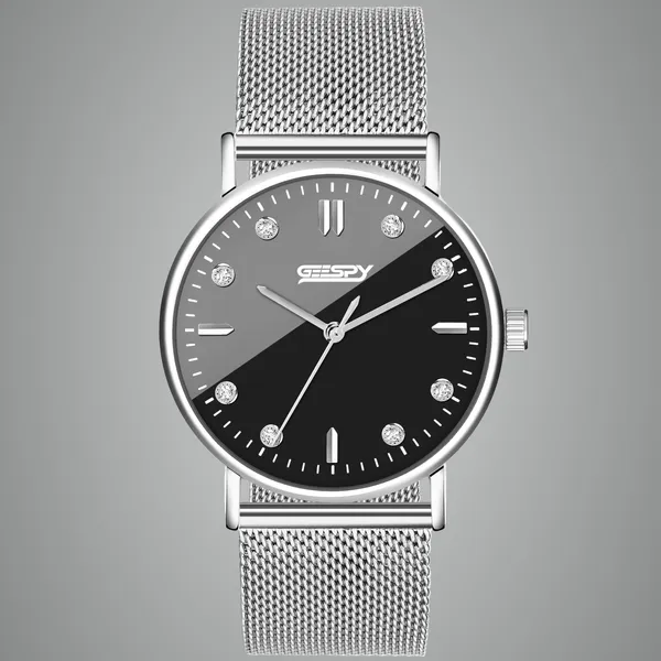 Silver_And_Black_Volcano_Collection_Stainless_Steel_Watch_For_Men