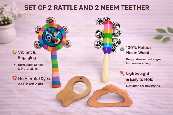 Neem_Wood_Baby_Teether_&_Colorful_Rattle_Toy_Combo