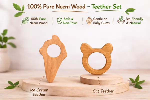 Neem_Wooden_Teether_Combo_Set_of_2_–_Cat_&_Ice_Cream_Shape_|_Natural_Baby_Teething_Toys_for_Newborn_|_Chemical_Free_Neem_Wood_Teethers
