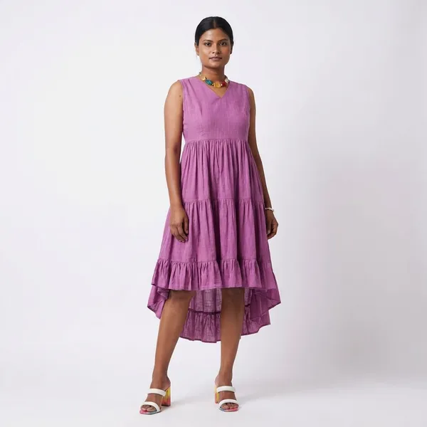 Cotton_Solid_Tier_Tiered_Maxi_For_Women