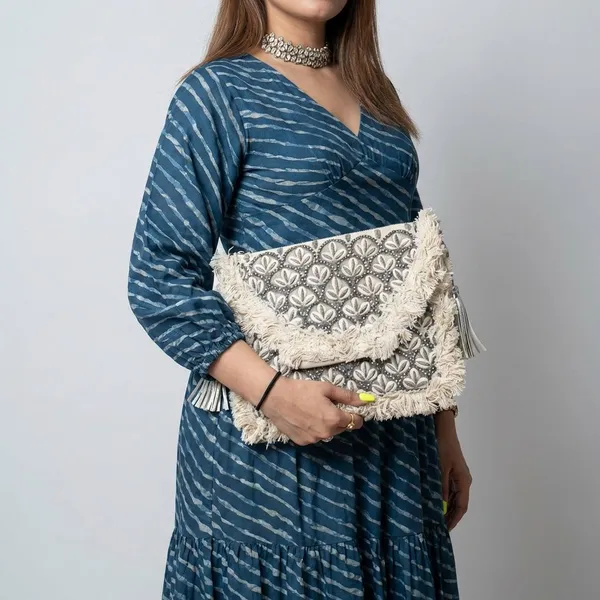 Mix_Cotton,_Masleen_Stripes_Gown_Floor_Length_For_Women