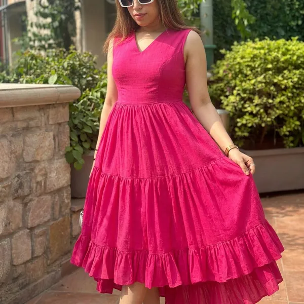 Cotton_Waterfall_Draped_Dress_For_Women