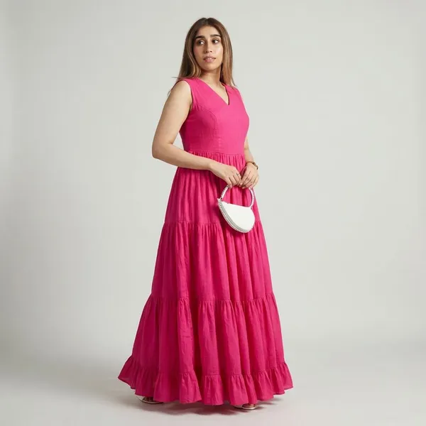 Cotton_Waterfall_Draped_Dress_For_Women