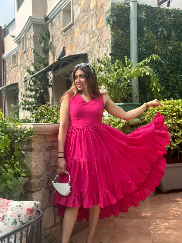 Cotton_Waterfall_Draped_Dress_For_Women